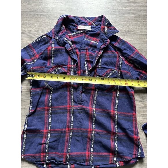 Love Tree Happens Youth Size Large Plaid Shirt Half Button Long Sleeve Pullover - Picture 3 of 5